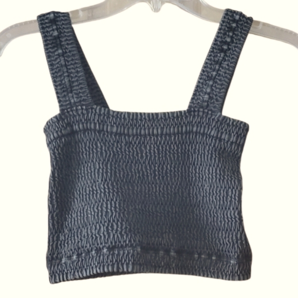 Nikibiki Dark Grey Smocked Cropped Tank Top‎ Size OS - Picture 1 of 8